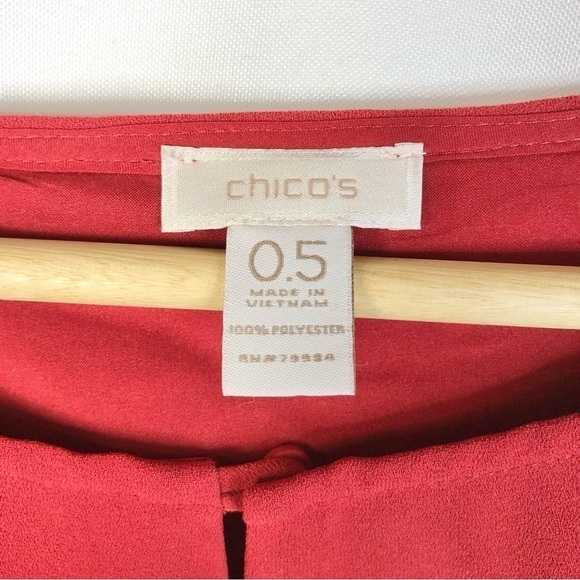 Chico's Red Button Neck Long Sleeve Shift Dress 0.5/6 - Picture 4 of 4